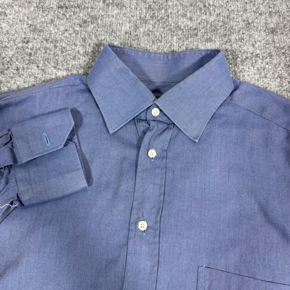 Canali Dress Shirt Classic Long Sleeve Mens 15.5 Blue Cotton EUC Made in Italy